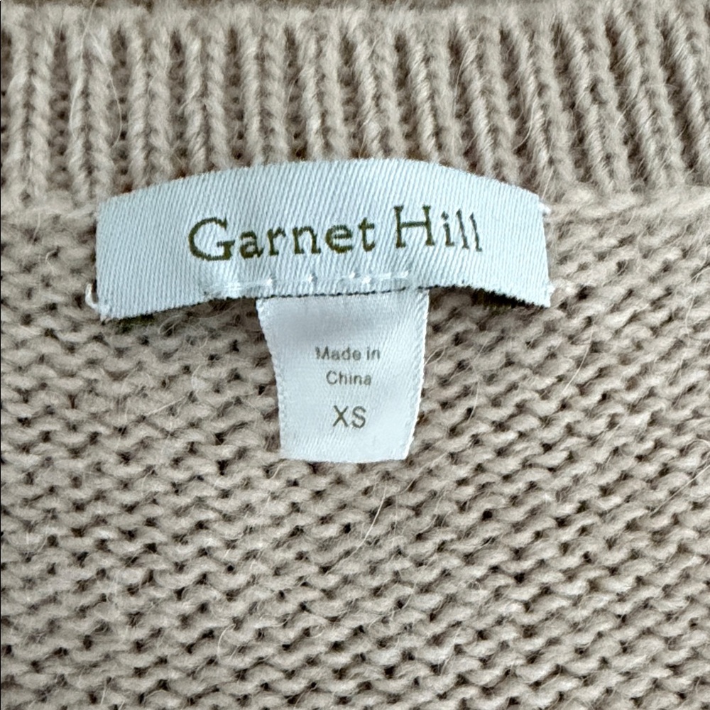 Garnet Hill Wool Blend Crewneck Sweater with Fox Intarsia- Warm Rust/Cream XS - Picture 2 of 13
